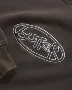 Zip-Thru Hoods|Pullover Hoods>Butter Goods Abseil Crewneck, Washed Black