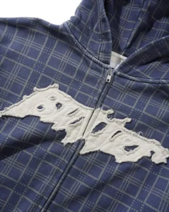 Zip-Thru Hoods|Pullover Hoods>Butter Goods Amplify Zip-Thru Hood, Washed Navy Plaid