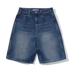 Denim Shorts|Shorts>Butter Goods Baggy Denim Shorts, Distressed Indigo