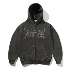 Zip-Thru Hoods|Pullover Hoods>Butter Goods Blotch Zip-Thru Hood, Washed Black
