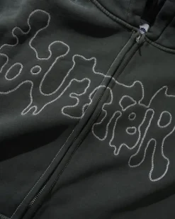 Zip-Thru Hoods|Pullover Hoods>Butter Goods Blotch Zip-Thru Hood, Washed Black