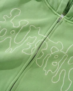 Zip-Thru Hoods|Pullover Hoods>Butter Goods Blotch Zip-Thru Hood, Washed Green