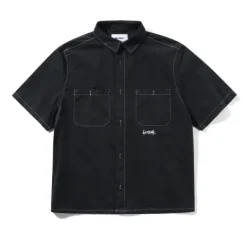 Shirts| Shirts>Butter Goods Contrast Stitch S/S Shirt, Washed Black