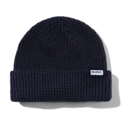 Hats|Beanies>Butter Goods Distressed Waffle Knit Beanie, Washed Navy