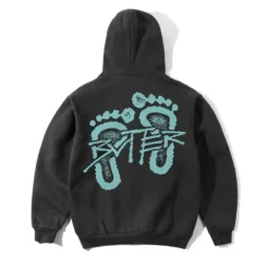 Zip-Thru Hoods|Pullover Hoods>Butter Goods Footprints Pullover Hood, Charcoal
