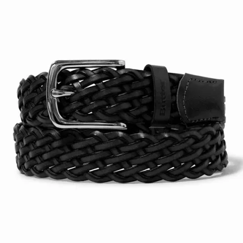 Accessories>Butter Goods Leather Braided Belt, Black
