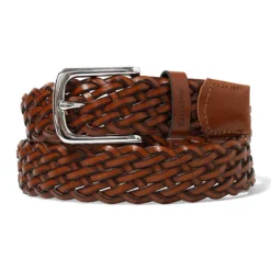 Accessories>Butter Goods Leather Braided Belt, Brown