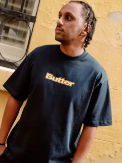 T-Shirts|Pullover Hoods>Butter Goods Logo Tee, Navy