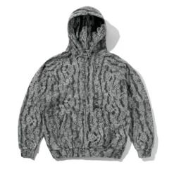 Zip-Thru Hoods|Pullover Hoods>Butter Goods Lowland Camo Zip-Thru Hood, Washed Black