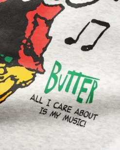 Zip-Thru Hoods|Pullover Hoods>Butter Goods Music Crewneck, Ash