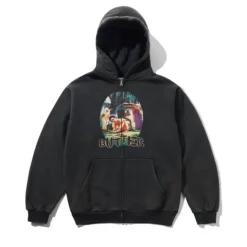 Zip-Thru Hoods|Pullover Hoods>Butter Goods Nimai Zip-Thru Hood, Washed Black