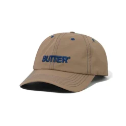 Hats|Beanies>Butter Goods Nylon Rounded Logo 6 Panel Cap, Sand