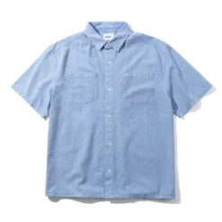 Shirts| Shirts>Butter Goods Overdye Seersucker S/S Shirt, Blue