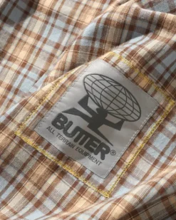 Jackets>Butter Goods Plaid Equipment Anorak, Sky / Tan