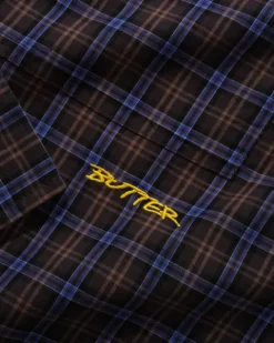 Shirts| Shirts>Butter Goods Plaid Shirt, Brown / Cobalt