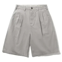 Denim Shorts|Shorts>Butter Goods Pleated Shorts, Washed Light Grey
