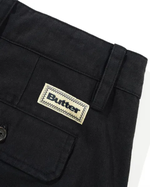 Denim Jeans|Pants>Butter Goods Pleated Trousers, Washed Black