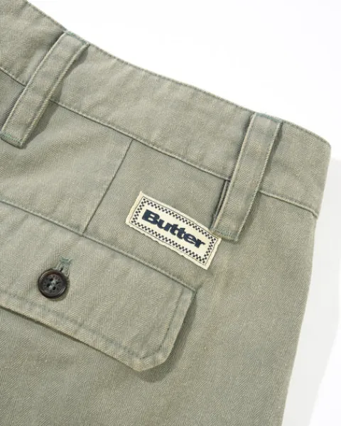 Denim Jeans|Pants>Butter Goods Pleated Trousers, Washed Fatigue