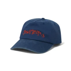 Hats|Beanies>Butter Goods Scrawling 5 Panel Cap, Washed Navy