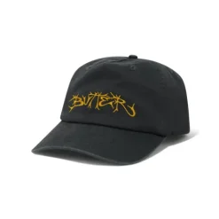 Hats|Beanies>Butter Goods Scrawling 5 Panel Cap, Washed Black