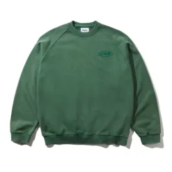 Zip-Thru Hoods|Pullover Hoods>Butter Goods Scrubbed Crewneck, Fern