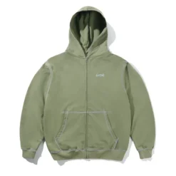 Zip-Thru Hoods|Pullover Hoods>Butter Goods Trail Stitch Zip-Thru Hood, Washed Dull Army