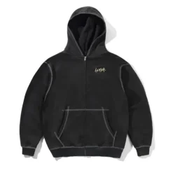 Zip-Thru Hoods|Pullover Hoods>Butter Goods Trail Stitch Zip-Thru Hood, Washed Black