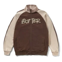 Jackets>Butter Goods Tunnel Fleece Track Jacket, Chocolate / Beige
