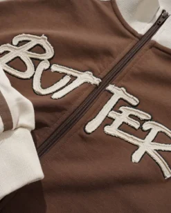 Jackets>Butter Goods Tunnel Fleece Track Jacket, Chocolate / Beige