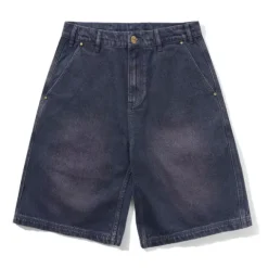 Denim Shorts|Shorts>Butter Goods Work Shorts, Distressed Tinted Indigo